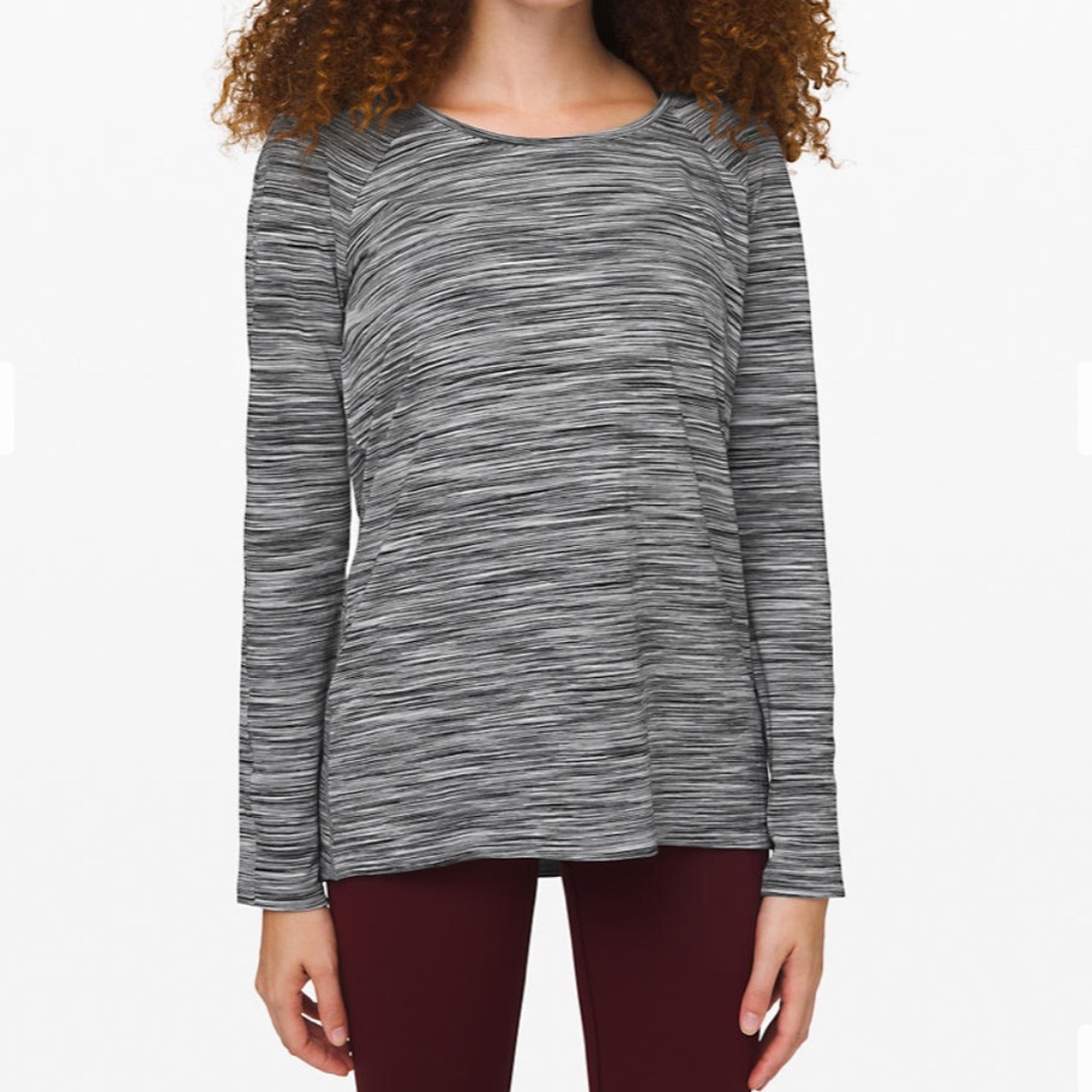 Emerald Long Sleeve - Space Dye White Black sz: 2